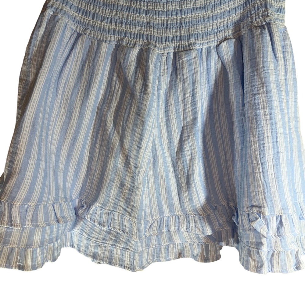 Light Blue & White‎ Striped Ruffle Shorts Smocked Waist large 12-14